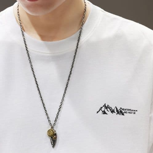 ロンT 山岳モチーフ 快適長袖カットソー