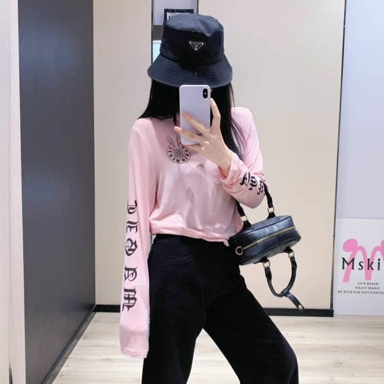 ロンT うさぎモチーフ 柔らか長袖トップス