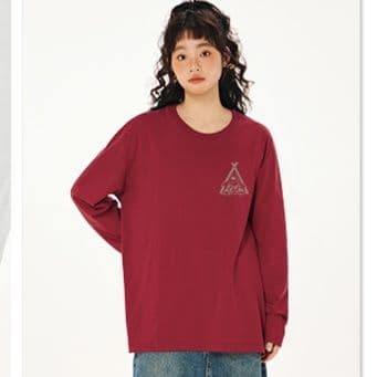 ロンT 三角刺繍ロゴ入り純綿長袖上着