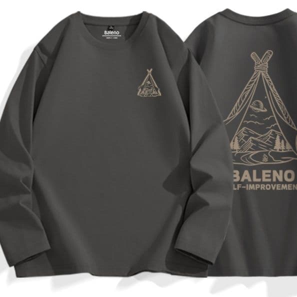 ロンT 三角刺繍ロゴ入り純綿長袖上着