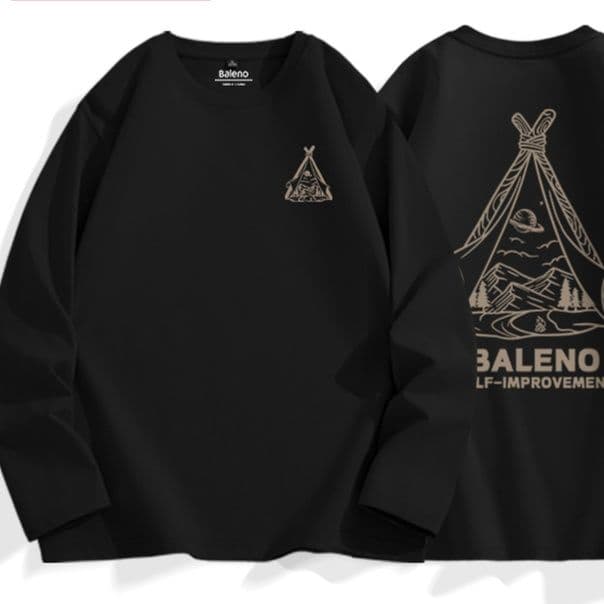 ロンT 三角刺繍ロゴ入り純綿長袖上着