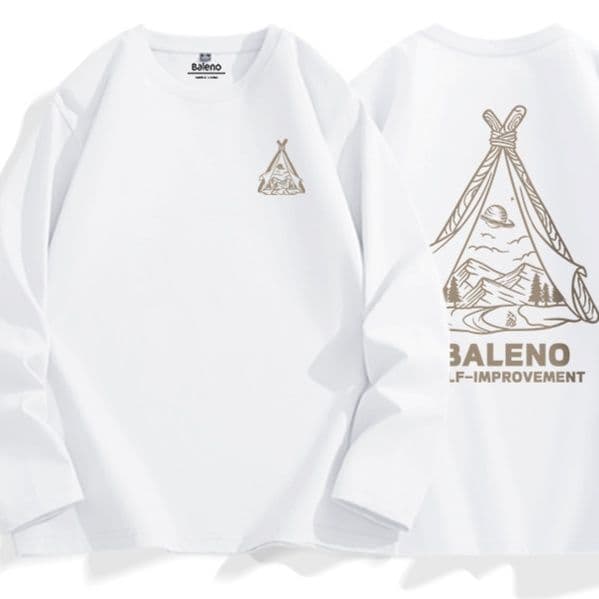 ロンT 三角刺繍ロゴ入り純綿長袖上着