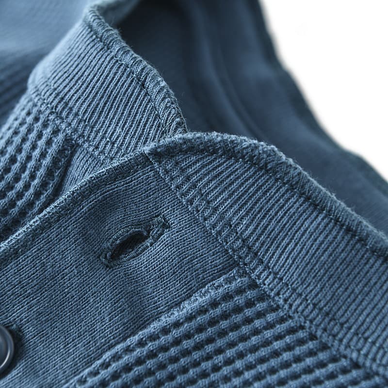 ロンT ワッフル編み ヘンリーネック 長袖