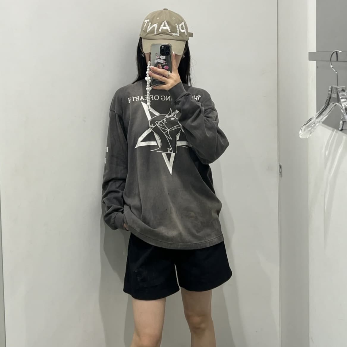 ロンT 星型グラフィック綿長袖シャツ