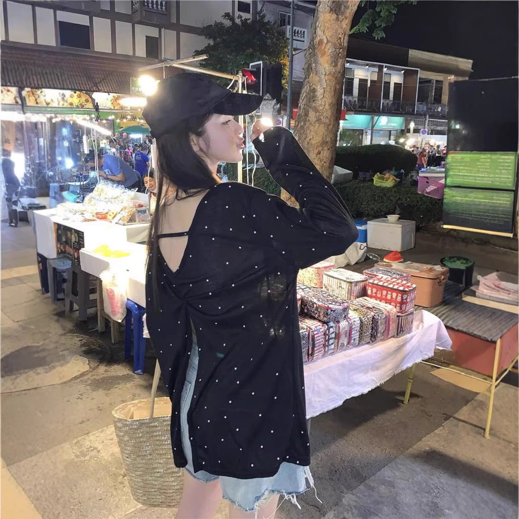 ロンT 小粒ドット柄 ゆったり長袖