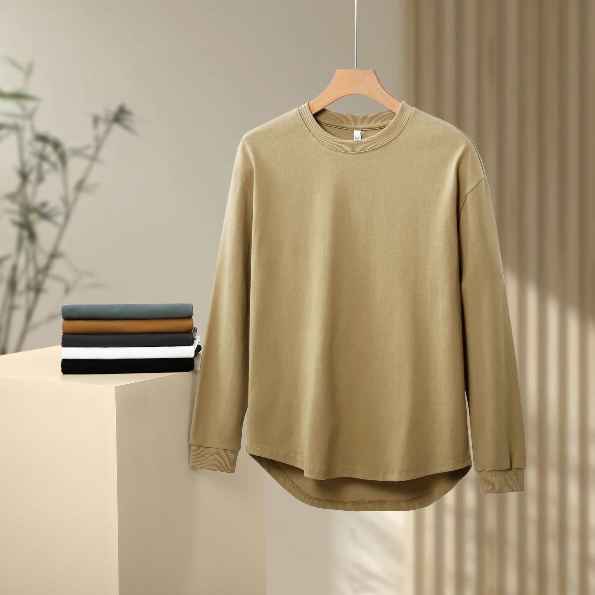 ロンT シンプル上質 ゆるみロングシャツ