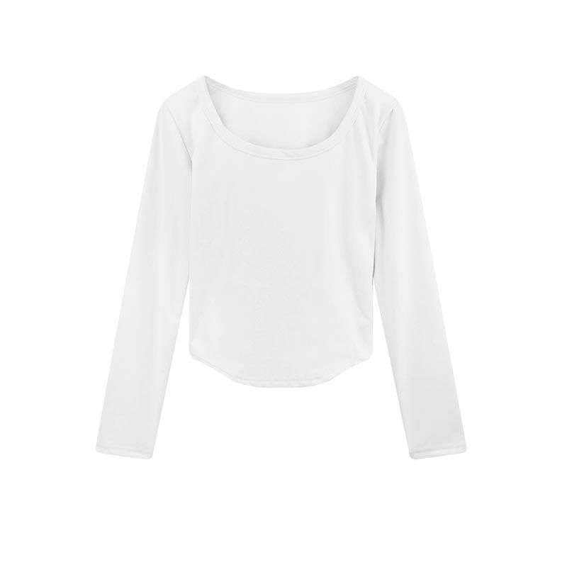 ロンT シンプル長袖ラウンドネックカットソー