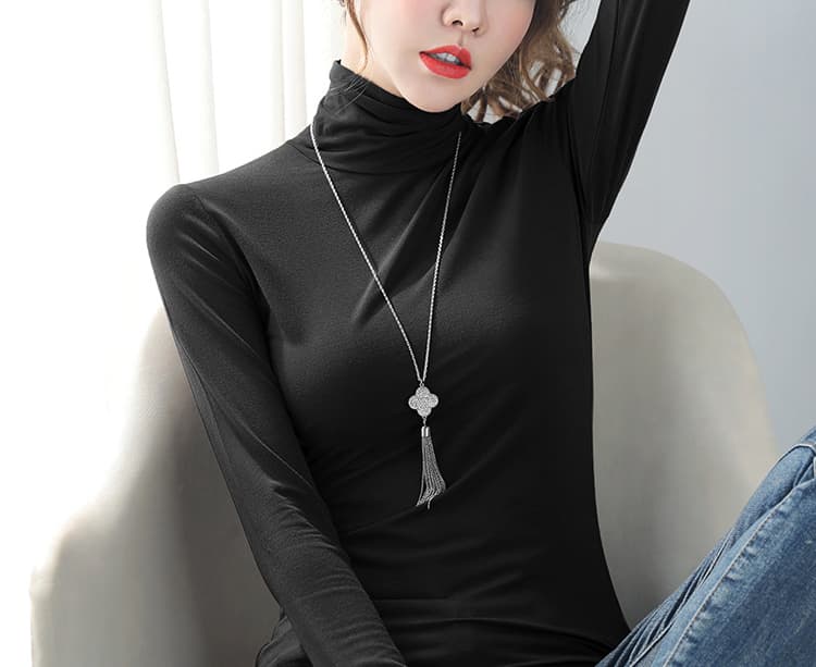 ロンT 贅沢シルエット タートルネック 長袖シャツ