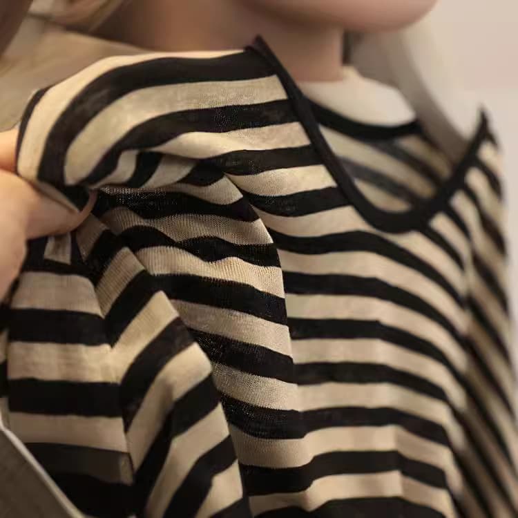 ロンT 細身ボーダー長袖カットソー