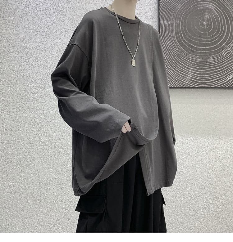 ロンT レイヤード風ゆったり長袖カットソー