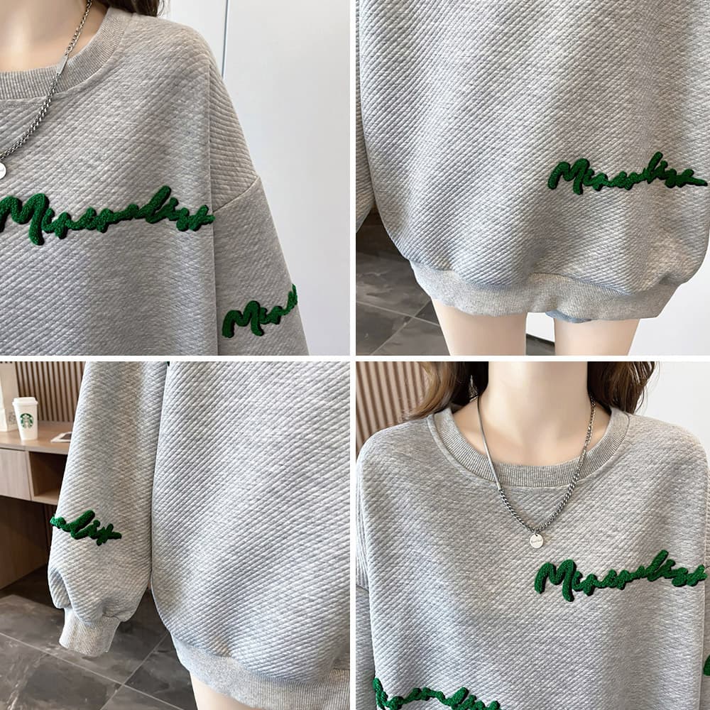 ロンT 厚手刺繍ロゴ入りゆったりトレーナー