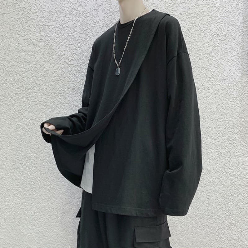 ロンT レイヤード風ゆったり長袖カットソー