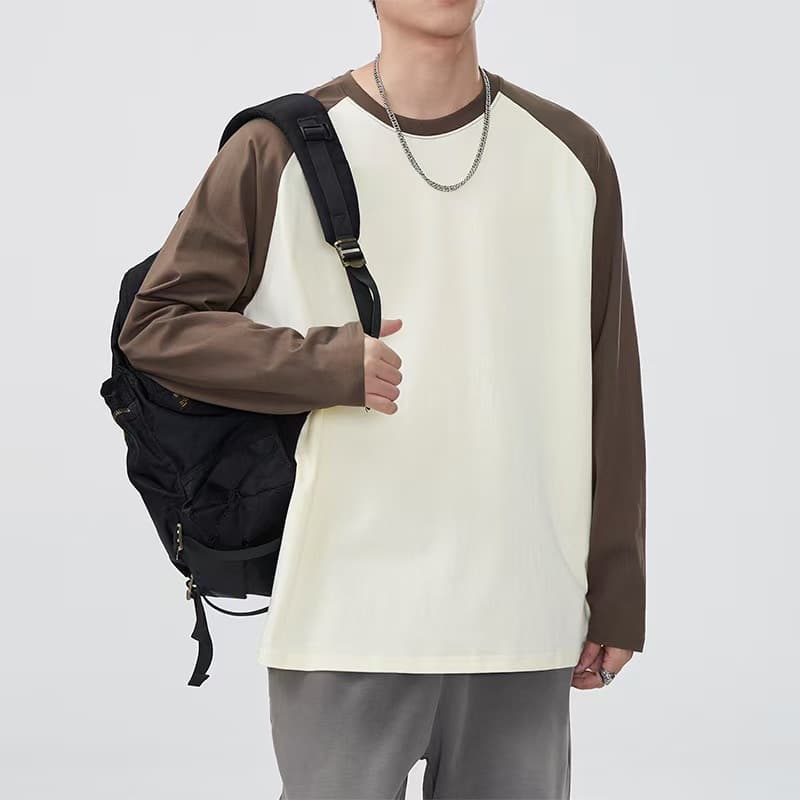 ロンT シンプル切替デザイン ゆったりロンＴ