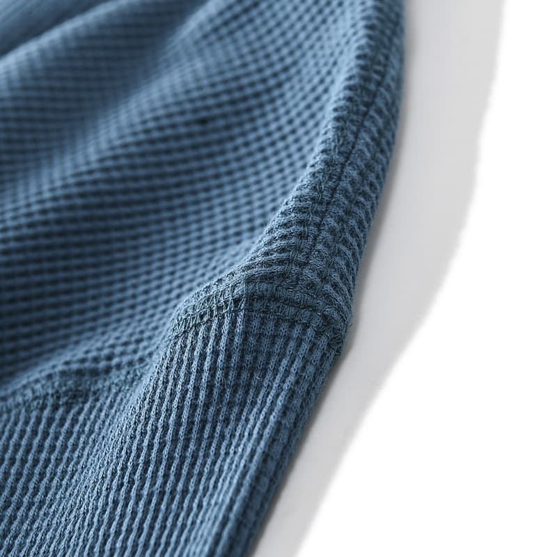 ロンT ワッフル編み ヘンリーネック 長袖