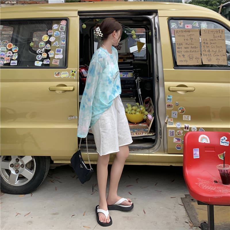ロンT 水彩模様ゆったり長袖カットソー