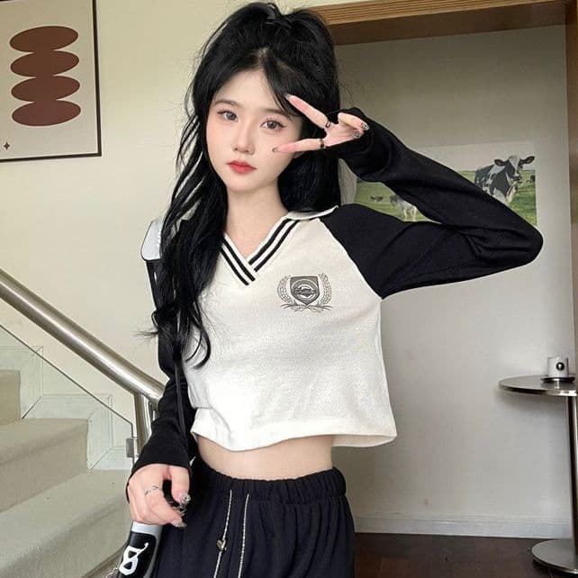 ロンT 学院風セーラーショートロンT