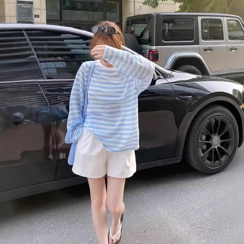 ロンT 爽やか横縞プルオーバー長袖