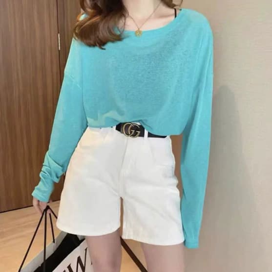 ロンT 透け感ゆるシルエット長袖カットソー