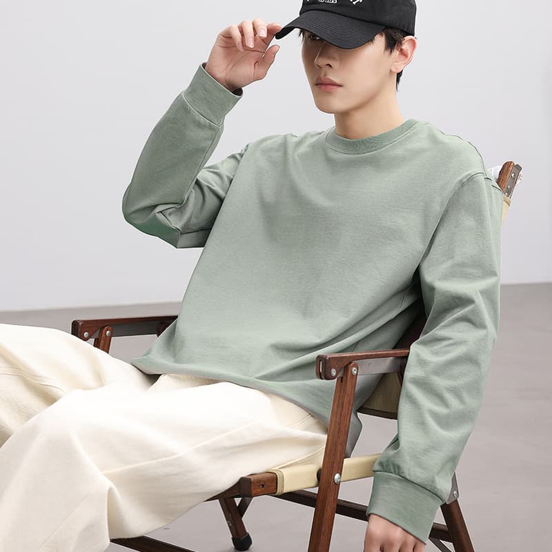 ロンT シンプル無地カジュアルロングTシャツ