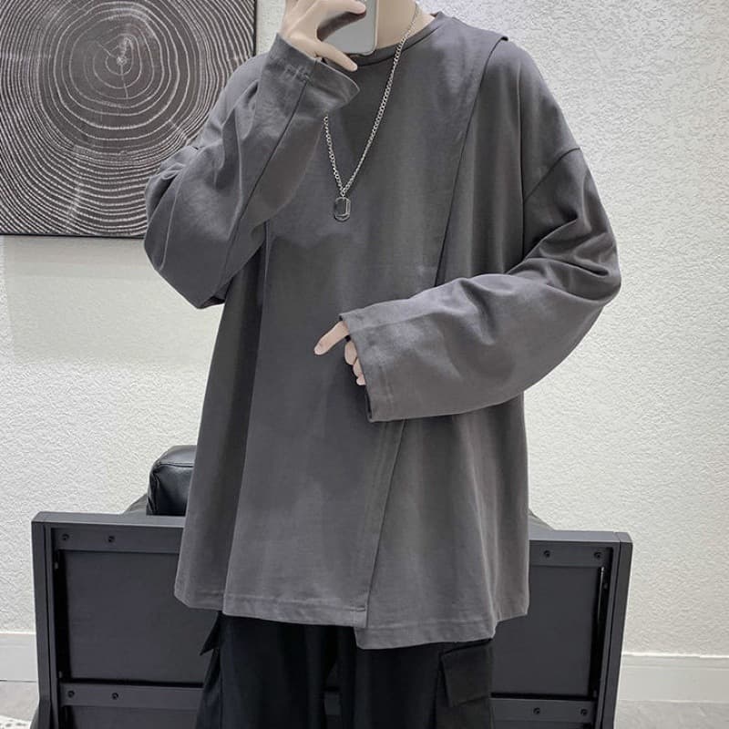 ロンT レイヤード風ゆったり長袖カットソー