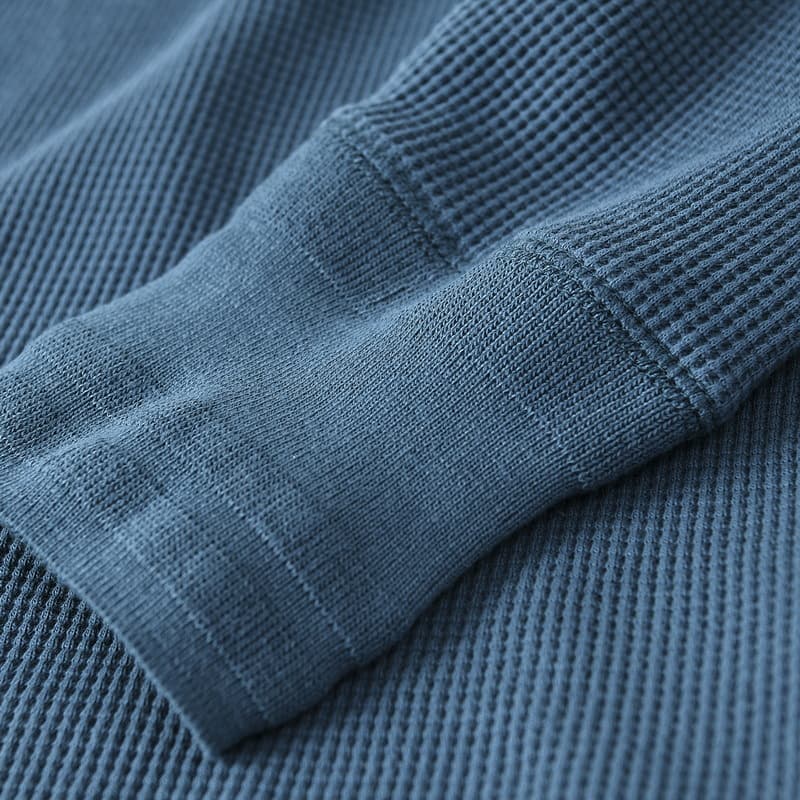 ロンT ワッフル編み ヘンリーネック 長袖