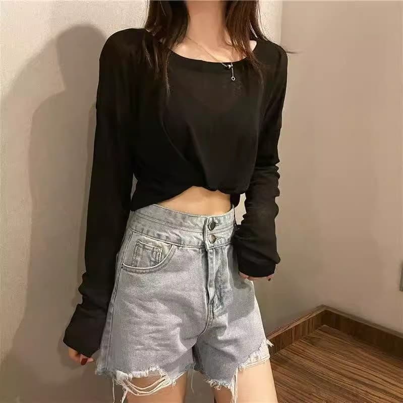 ロンT 透け感ゆるシルエット長袖カットソー