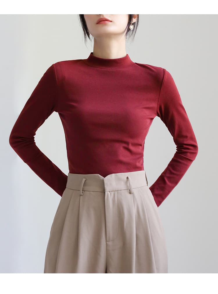 ロンT しなやか美シルエットハイネックロング丈