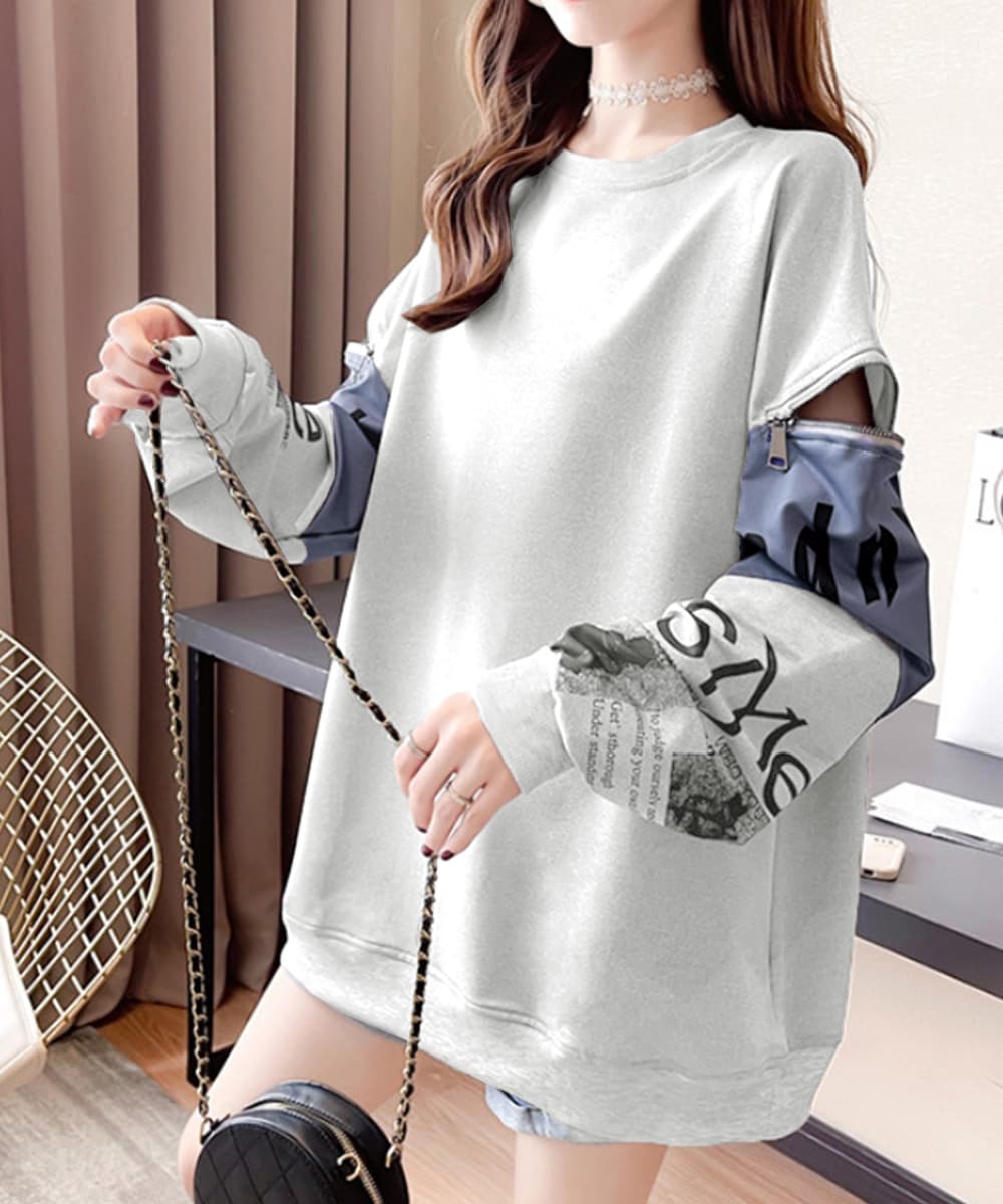 ロンT 薄手ロゴ入り長袖トレーナー レディース おしゃれトップス