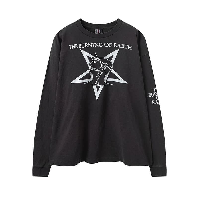 ロンT 星型グラフィック綿長袖シャツ