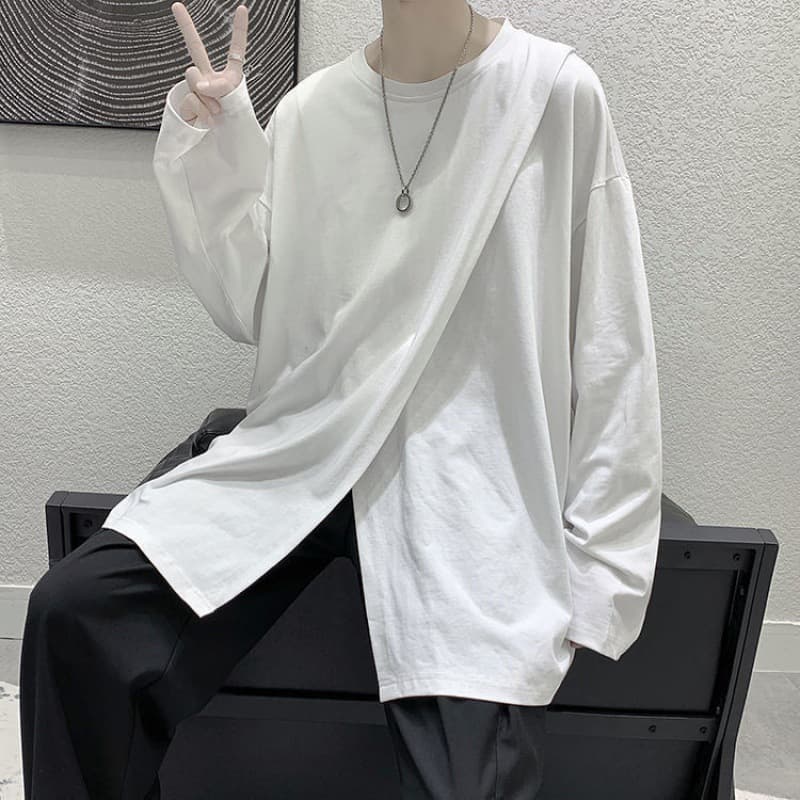 ロンT レイヤード風ゆったり長袖カットソー