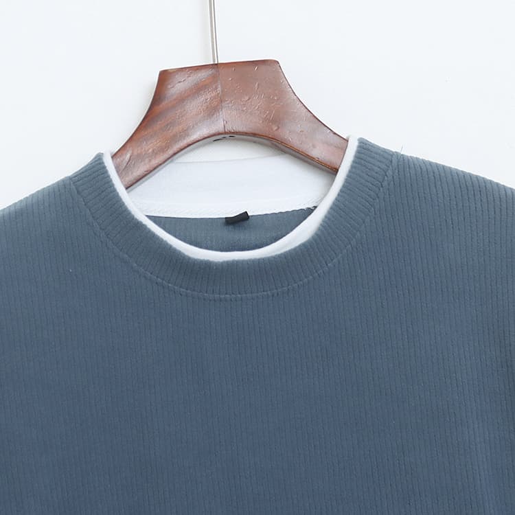 ロンT 重ね着風 裏起毛あったかロングカットソー