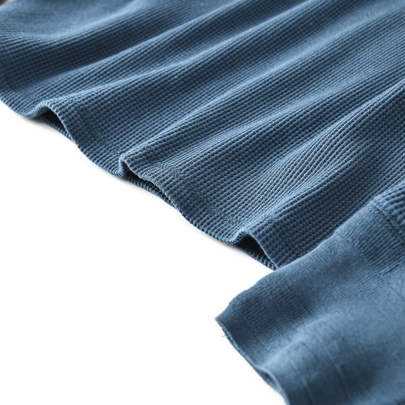 ロンT ワッフル編み ヘンリーネック 長袖