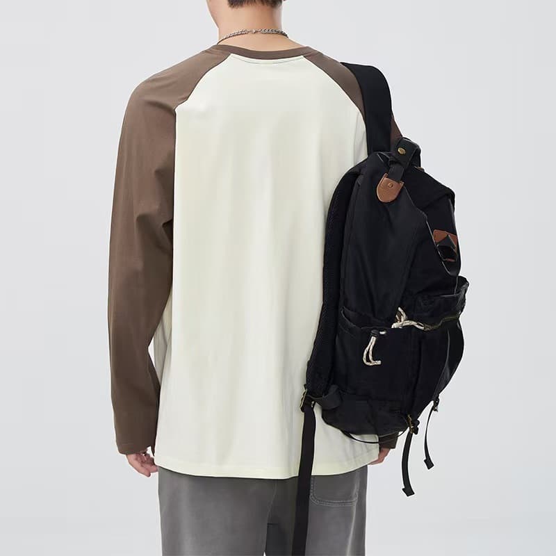 ロンT シンプル切替デザイン ゆったりロンＴ