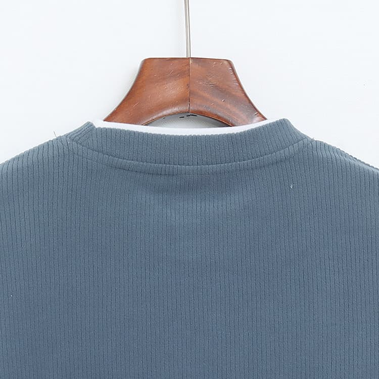 ロンT 重ね着風 裏起毛あったかロングカットソー