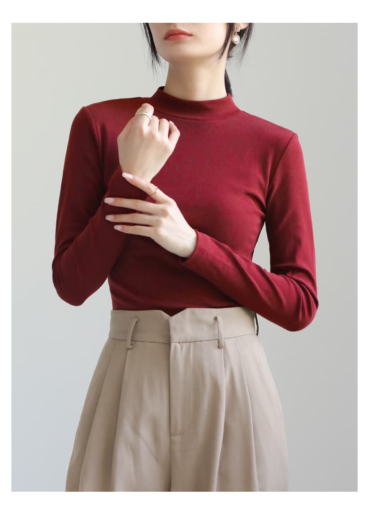 ロンT しなやか美シルエットハイネックロング丈