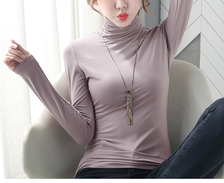 ロンT 贅沢シルエット タートルネック 長袖シャツ