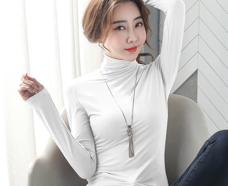 ロンT 贅沢シルエット タートルネック 長袖シャツ