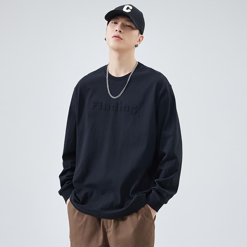 ロンT 立体エンボス加工 ロングスリーブ カットソー