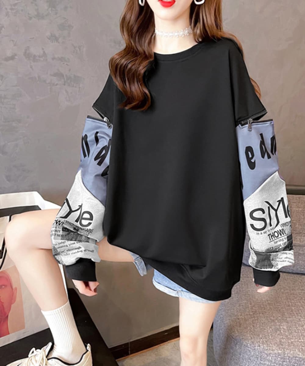 ロンT 薄手ロゴ入り長袖トレーナー レディース おしゃれトップス