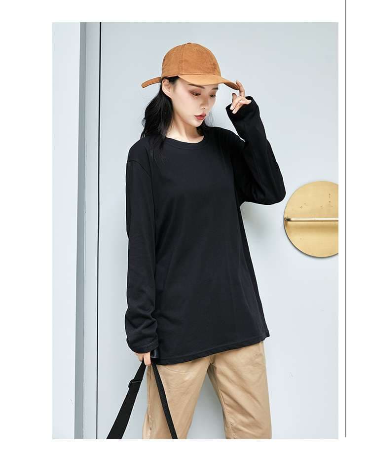 ロンT ゆったりシルエット ロング丈長袖カットソー