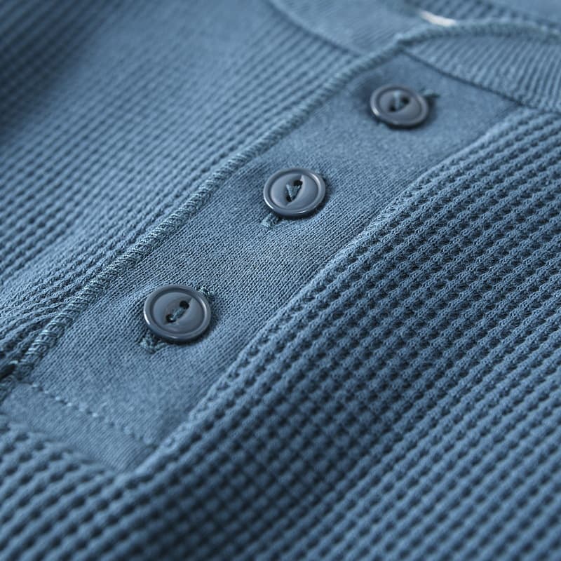 ロンT ワッフル編み ヘンリーネック 長袖