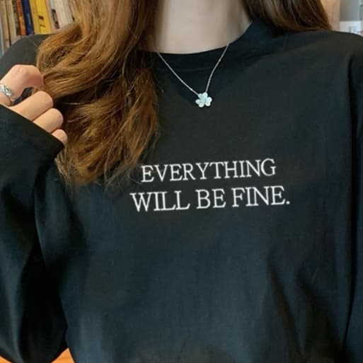 ロンT シンプル刺繍カジュアルロングTシャツ