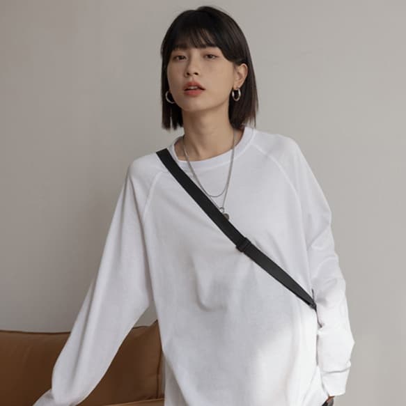 シンプル デイリー ドロップショルダー ロンT