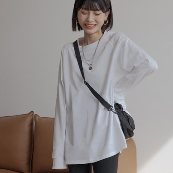 シンプル デイリー ドロップショルダー ロンT