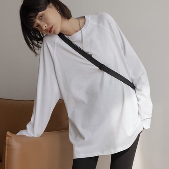 シンプル デイリー ドロップショルダー ロンT